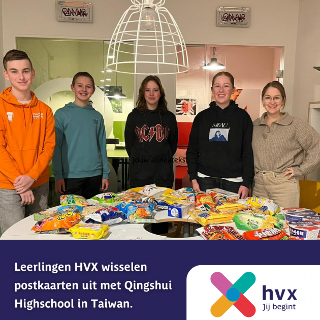 Leerlingen HVX wisselen  postkaarten uit met Qingshui  Highschool in Taiwan. 