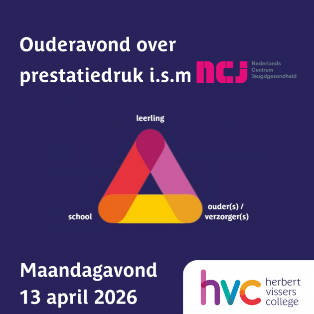Ouderavond over prestatiedruk op maandag 13 april 2026  